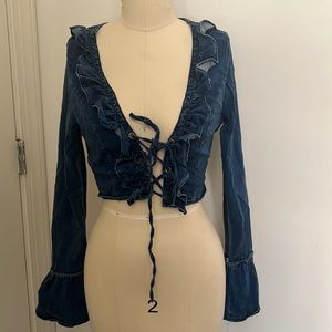 Denim Ruffle shirt